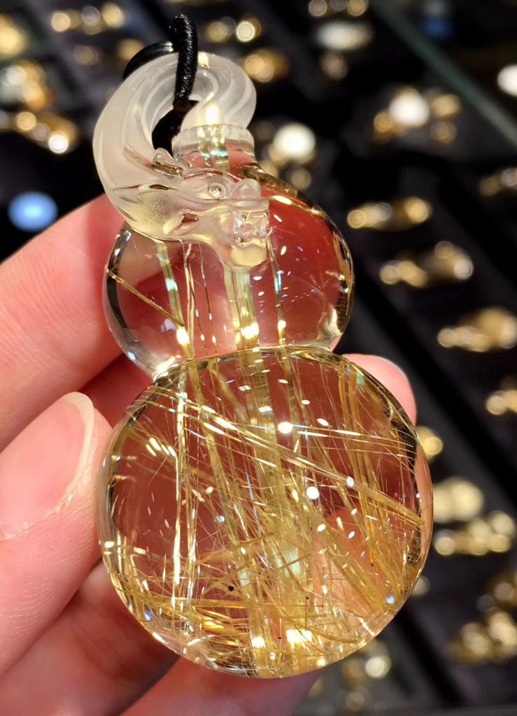 天然金发晶葫芦吊坠实物实拍